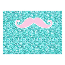 MOUSTACHE ROSE GIRLY SUR L'EFFET TURQUOISE DE SCIN INVITATIONS