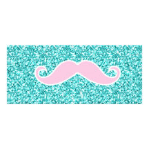 MOUSTACHE ROSE GIRLY SUR L'EFFET TURQUOISE DE SCIN INVITATIONS