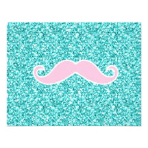 MOUSTACHE ROSE GIRLY SUR L'EFFET TURQUOISE DE SCIN CARTONS D'INVITATION