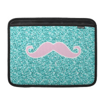 MOUSTACHE ROSE GIRLY SUR L'EFFET TURQUOISE DE SCIN POCHE MACBOOK AIR