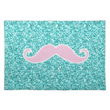 MOUSTACHE ROSE GIRLY SUR L'EFFET TURQUOISE DE SCIN SET DE TABLE