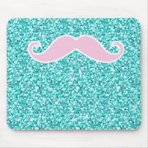 MOUSTACHE ROSE GIRLY SUR L'EFFET TURQUOISE DE SCIN TAPIS DE SOURIS