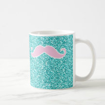 MOUSTACHE ROSE GIRLY SUR L'EFFET TURQUOISE DE SCIN TASSE