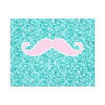 MOUSTACHE ROSE GIRLY SUR L'EFFET TURQUOISE DE SCIN TOILE TENDUE SUR CHÂSSIS