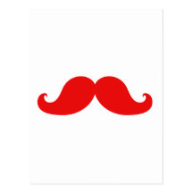MOUSTACHE ROUGE DRÔLE CARTE POSTALE