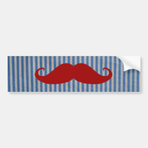 Moustache rouge drôle et rayures blanches bleues autocollant pour voiture