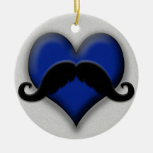 Moustache sur le coeur bleu, très rétro ! décorations pour sapins de noël