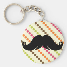 Moustache sur un motif les années 70 rétro porte-clé