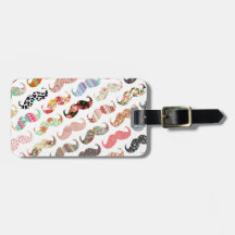 Moustaches colorées Girly drôles de motifs Étiquettes Pour Bagage