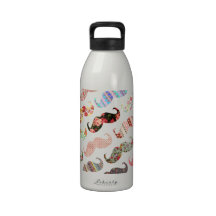 Moustaches colorées Girly drôles de motifs Bouteille D'eau Réutilisable