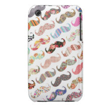 Moustaches colorées Girly drôles de motifs Étuis iPhone 3