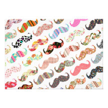 Moustaches colorées Girly drôles de motifs Invitations