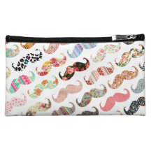 Moustaches colorées Girly drôles de motifs Trousses À Maquillage