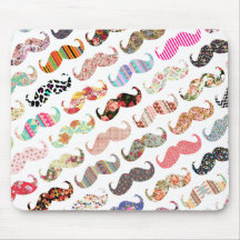 Moustaches colorées Girly drôles de motifs Tapis De Souris