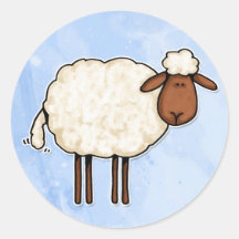moutons blancs autocollants ronds