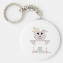 Moutons blancs d'anniversaire en pastel gentil à c porte-clés