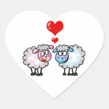 Moutons drôles de bande dessinée, épousant des cou autocollants