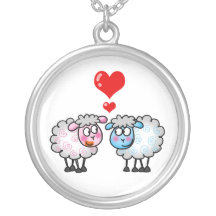 Moutons drôles de bande dessinée, épousant des cou pendentif