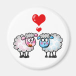 Moutons drôles de bande dessinée, épousant des cou aimant pour réfrigérateur
