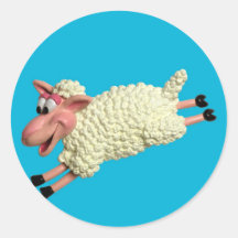Moutons idiots autocollant rond
