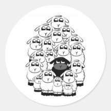 Moutons noirs autocollants ronds