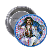Mucha - Slavia - secession Badges Avec Agrafe