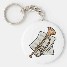 musique de trompette et de feuille porte-clefs