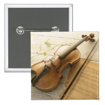 Musique de violon et de feuille badges avec agrafe