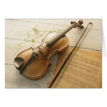 Musique de violon et de feuille carte de vœux