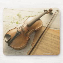 Musique de violon et de feuille tapis de souris