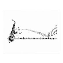 Musique et merles de saxo de ~ de saxophone cartes postales