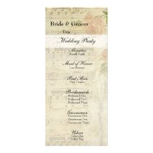 Musique victorienne et programme rose de mariage motif pour double carte