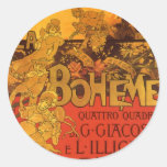 Musique vintage de Nouveau d'art ; Opéra de Boheme Autocollant Rond