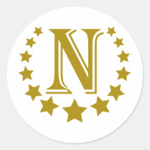 N-Lettre-Étoile-Couronne Adhésif Rond