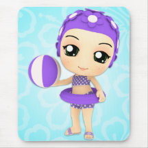 Nageur Mousepad d'été de Chibi Tapis De Souris