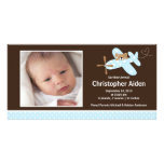 Naissance bleue Annoucement de bébé d'avion Photocartes Personnalisées