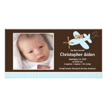 Naissance bleue Annoucement de bébé d'avion Photocartes Personnalisées