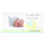 Naissance bleue Annoucement de bébé d'éléphant Cartes De Vœux Avec Photo