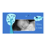Naissance oiseau bleu cartes de vœux avec photo