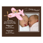 Naissance rose Annoucement de filles de jumeau d'a Faire-parts