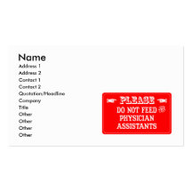 N'alimentez pas les assistants de médecin cartes de visite professionnelles