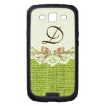 Napperon blanc avec le monogramme de toile de jute coque skinit