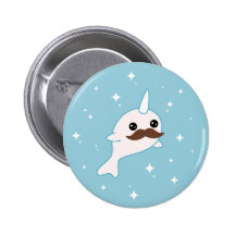 Narwhal avec la moustache badges avec agrafe