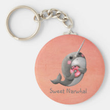 Narwhal timide avec le beignet porte-clef