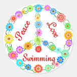 Natation d'amour de paix autocollants