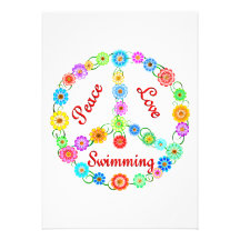 Natation d'amour de paix invitations personnalisées