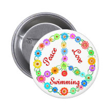 Natation d'amour de paix pin's avec agrafe