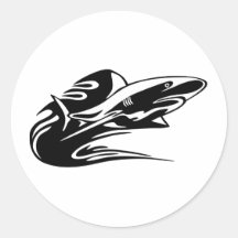 Natation de requin autocollant rond