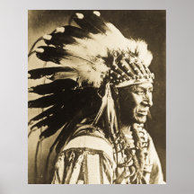 Natif américain blanc de chef de Sioux de cygne Affiches