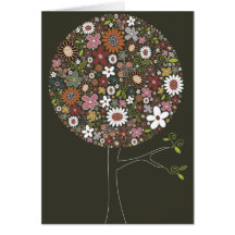 Nature colorée lunatique d'arbre de bruit de fleur cartes de vœux